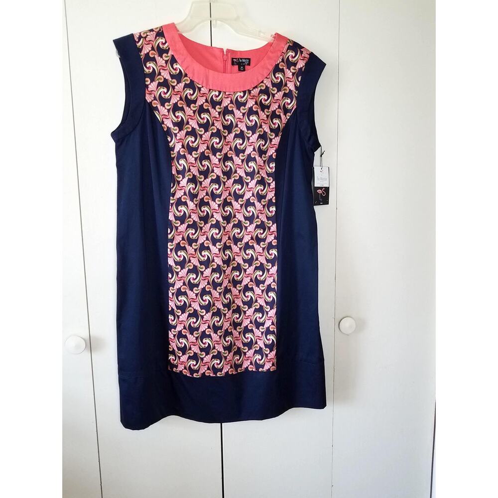 The Webster Miami Target Sheath Dress NWT, Size 16, Blue Pink Art Deco